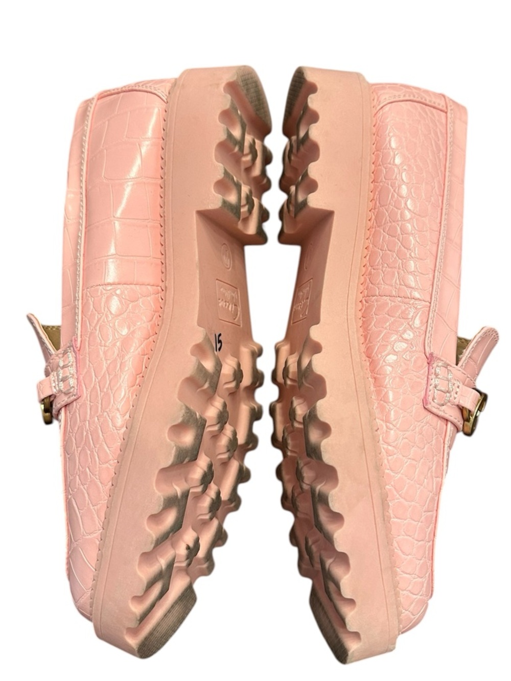 Circus by Sam Edelman Women's Pink Croc-Embossed Loafers with Gold Hardware 9.5 - Picture 3 of 6